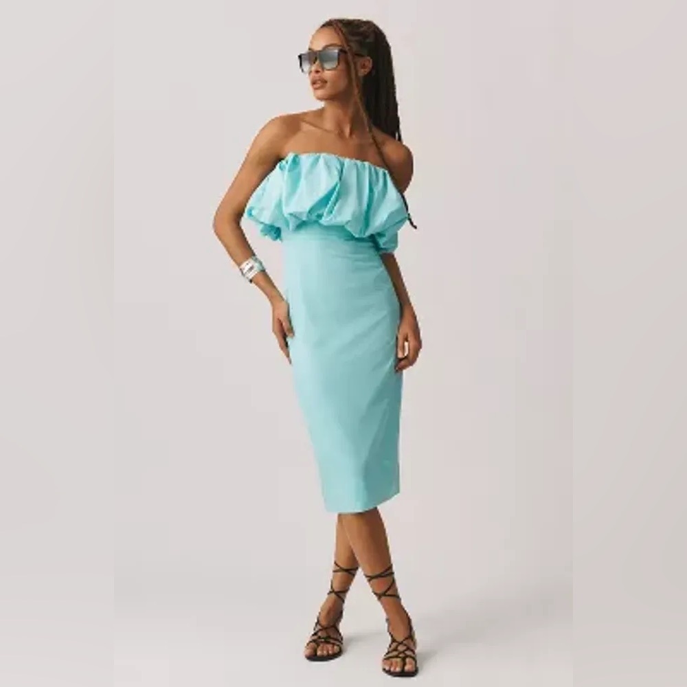 NWT Anthropologie Let Me Be Slim Bubble Dress in Aqua - Picture 4 of 9